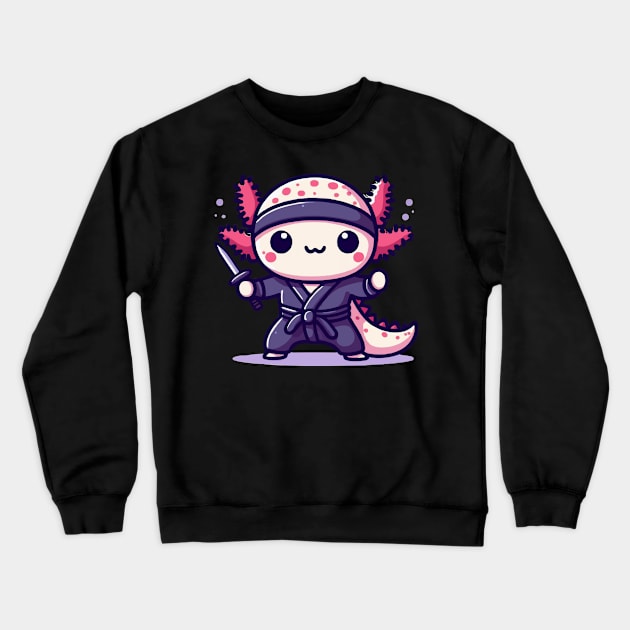 cute baby ninja axolotl Crewneck Sweatshirt by fikriamrullah